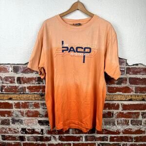 Vintage Paco Shirt Size XL Orange Ombre Short Sleeve Spellout Logo Skate USA 90s